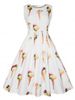 Vintage Ice Cream Print Fit and Flare Dress -  