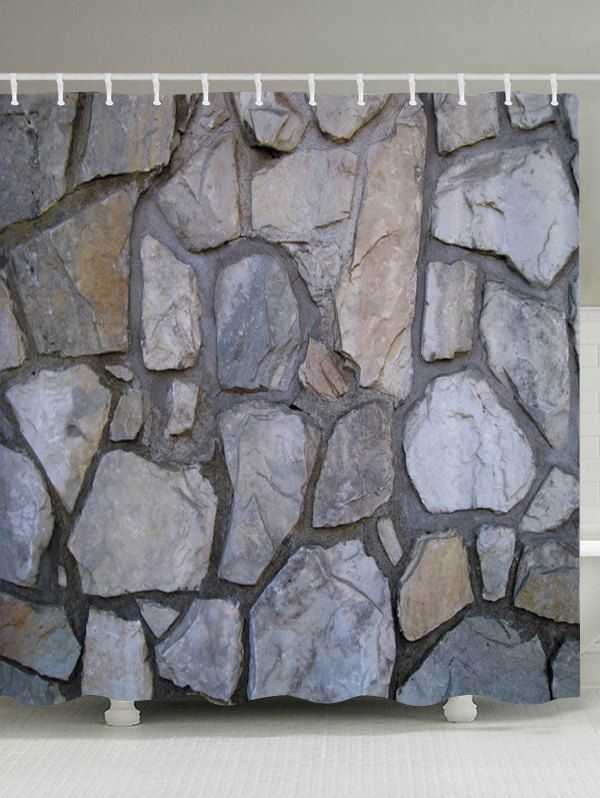 Stone Wall Print Fabric Waterproof Bathroom Shower Curtain Stone Wall Print Fabric Waterproof Bathroom Shower Curtain