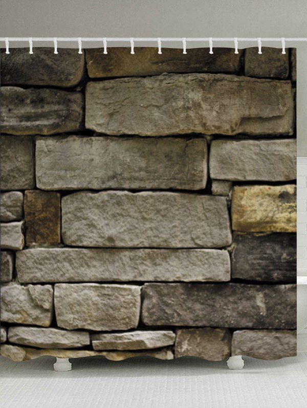 35 Off Stone Brick Wall Print Fabric Waterproof Bathroom Shower