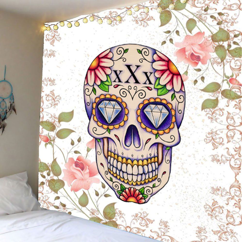 

Skull Floral Rhinestone Wall Hanging Tapestry, Colorful