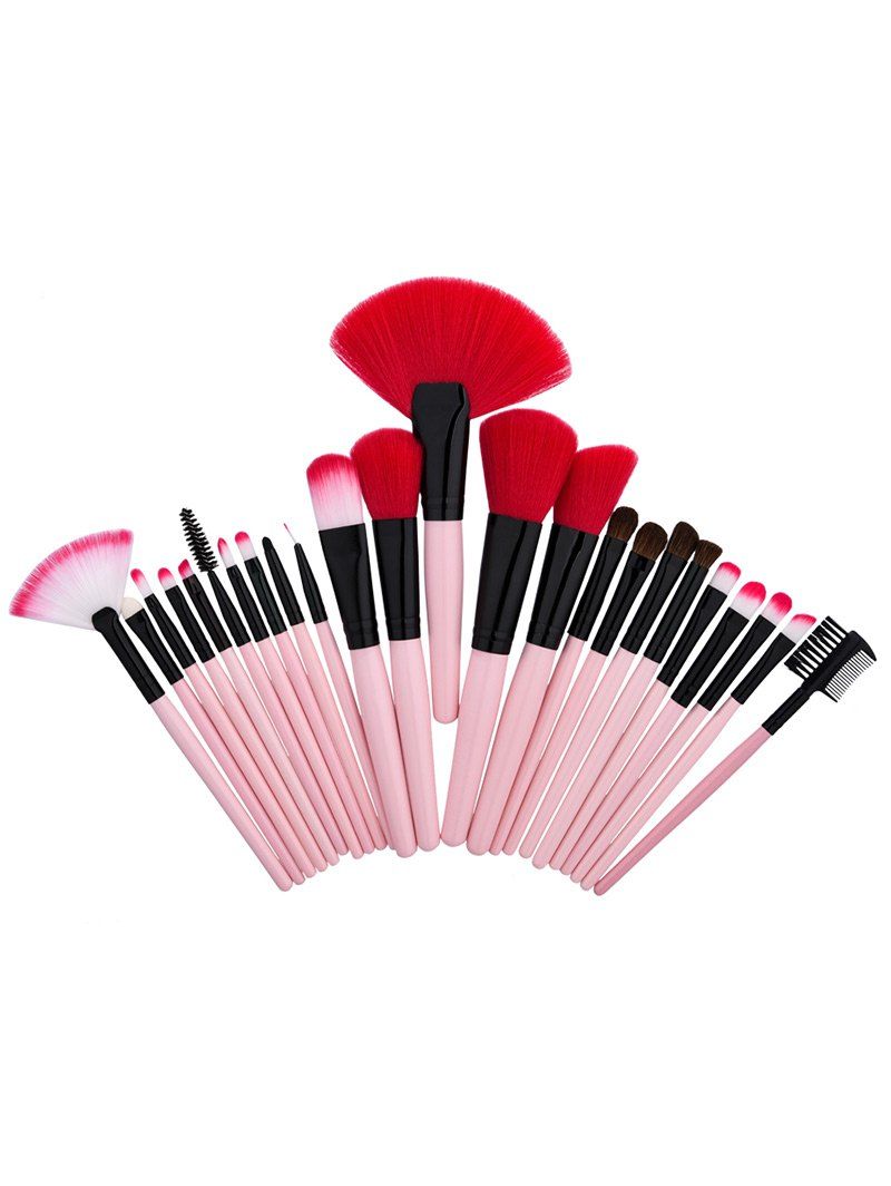 

24Pcs Aluminum Tube Makeup Brushes Set, Pink