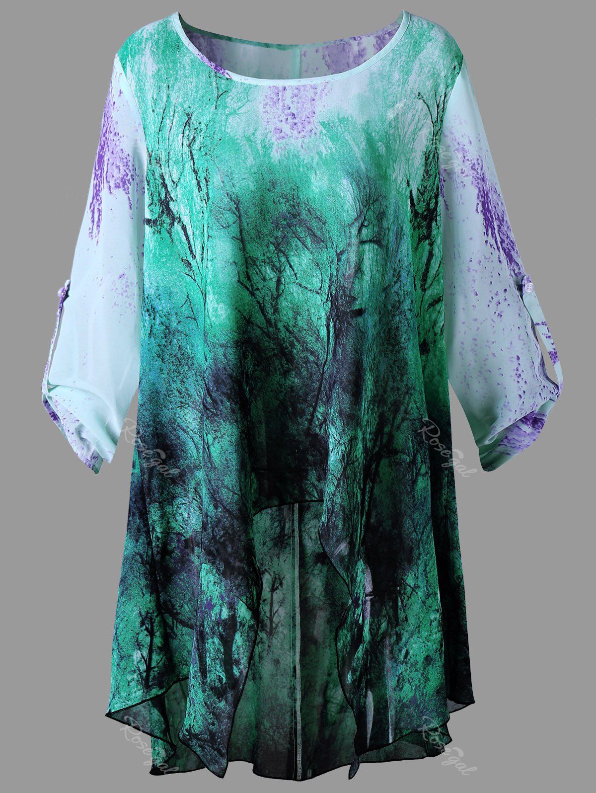 

Plus Size Graphic High Low Blouse, Shamrock