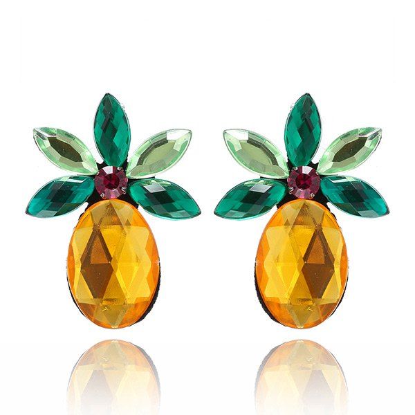 

Faux Crystal Pineapple Fruit Earrings, Yellow