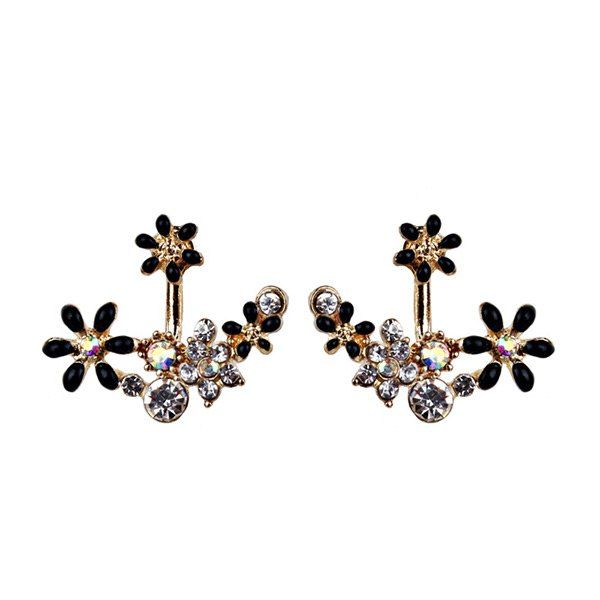 

Rhinestone Sparkly Flower Ear Jackets, Black