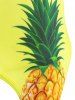 Plunge Halter Pineapple One-piece Swimsuit -  
