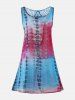 Lace Insert Tie-Dyed Sleeveless Tunic Dress -  