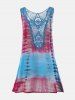 Lace Insert Tie-Dyed Sleeveless Tunic Dress -  