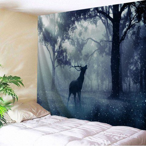 Forest Wall Art blue gray w59 inch * l79 inch mist forest deer tapestry wall art Forest Wall Art blue gray w59 inch * l79 inch mist forest deer tapestry wall art