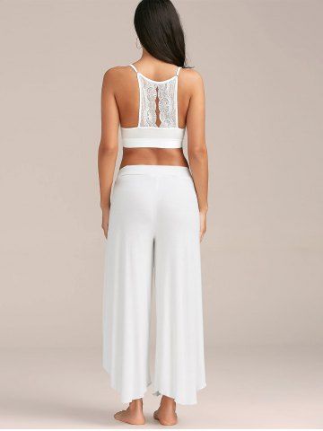 

Flowy Layered High Waisted Slit Palazzo Pants, White