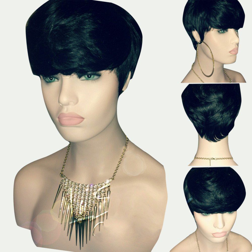

Short Layered Textured Straight Synthetic Wig, Black