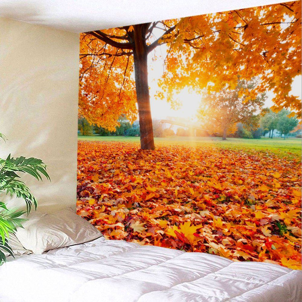 

Maple Tree Leaf Sunlight Wall Hanging Tapestry, Orange