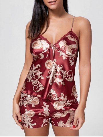 Store Printed Satin Slip Sleepwear Set