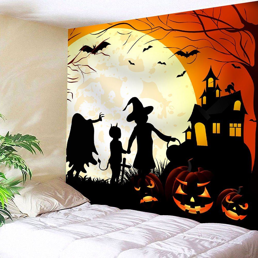 

Halloween Evil Pumpkin Moon Night Waterproof Tapestry, Colorful