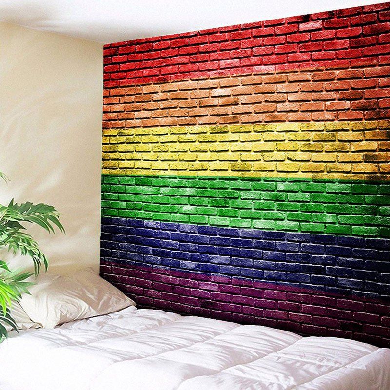 

Rainbow Brick Wall Printed Tapestry Wall Hanging, Colorful