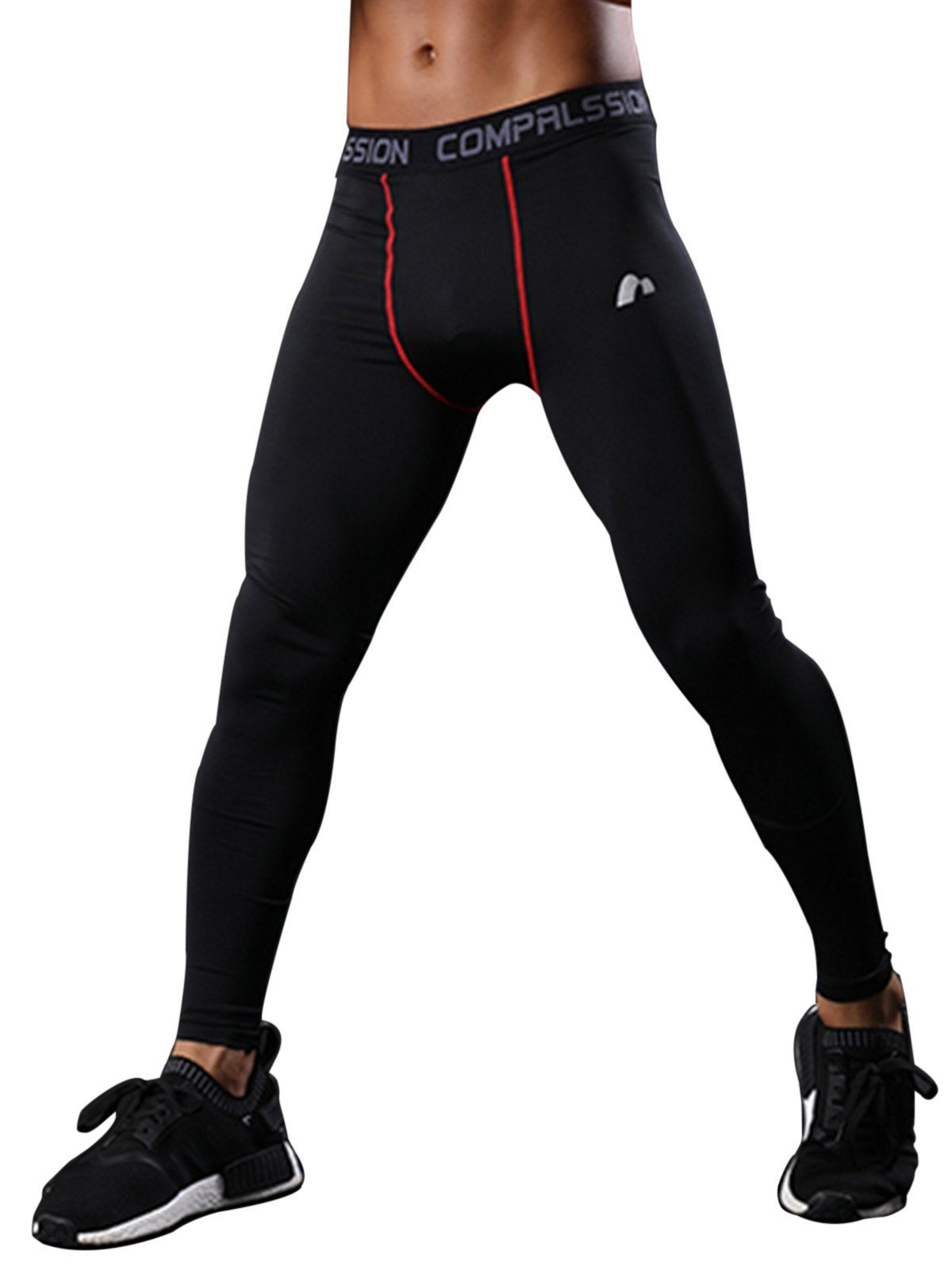 

Graphic Elastic Waist Quick Dry Suture Stretchy Gym Pants, Red