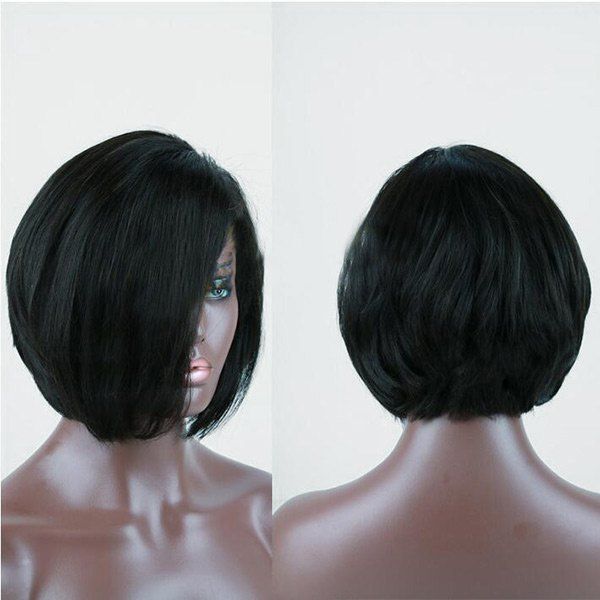 

Short Side Parting Straight Bob Synthetic Wig, Black