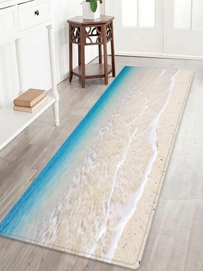 

Beach Tidewater Pattern Anti-skid Water Absorption Area Rug, Lake blue