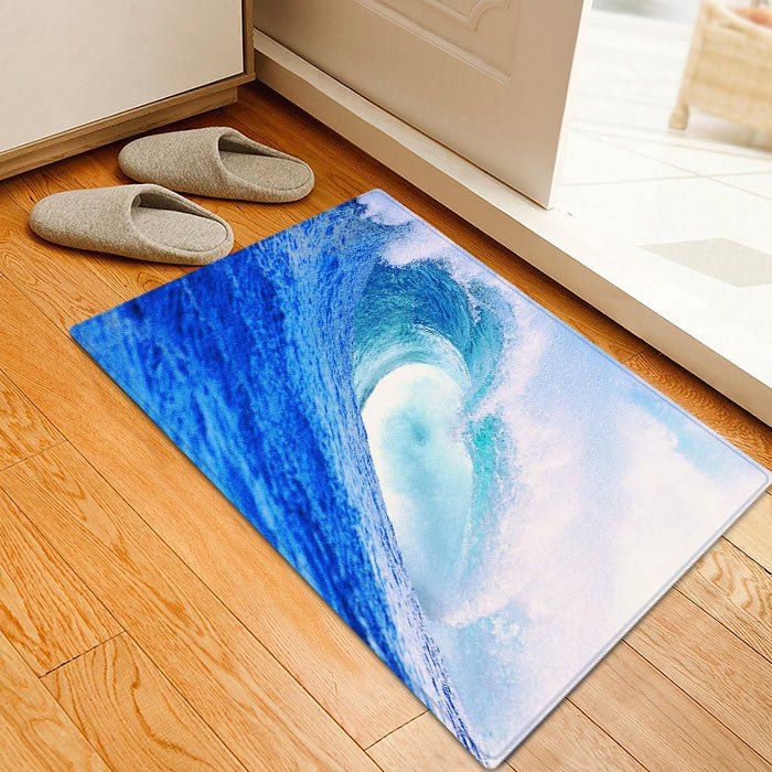 [55 OFF] Ocean Waves Pattern Antiskid Water Absorption Area Rug Rosegal