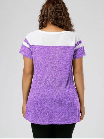 

Plus Size Lace Up Raglan Sleeve Top, White + purple