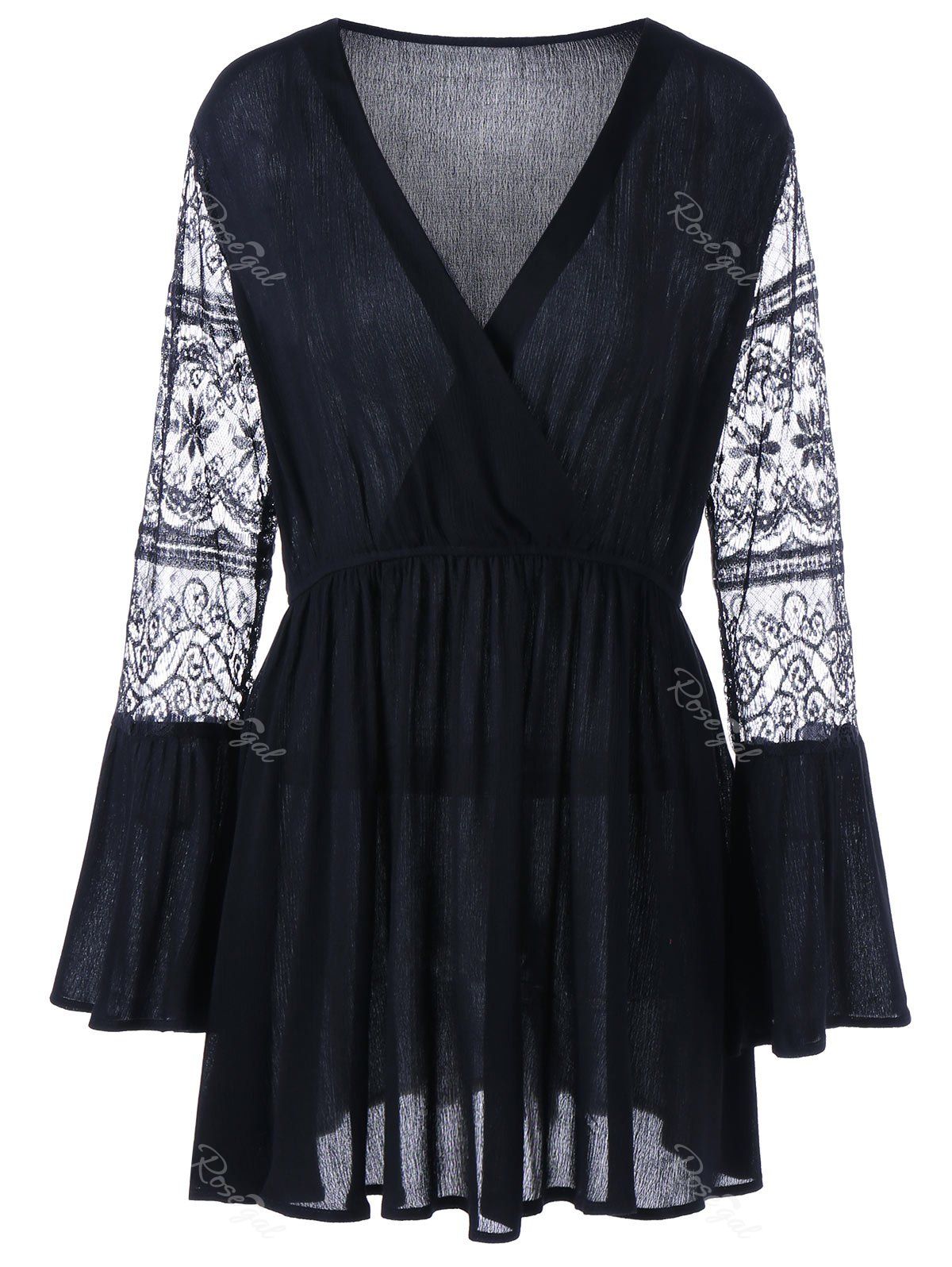 

Plus Size Lace Long Sleeve Dress, Black
