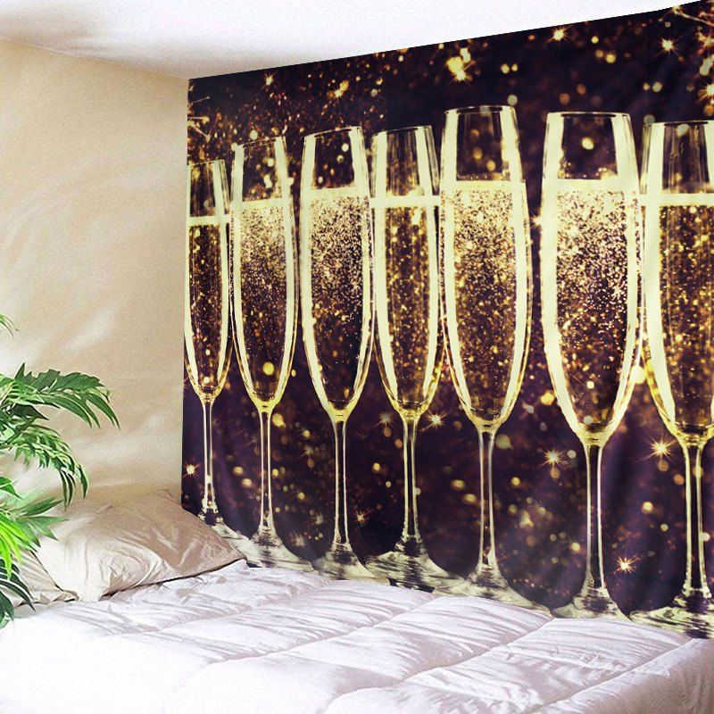 

Sparkly Goblet Print Tapestry Wall Hanging Art Decoration, Bright yellow