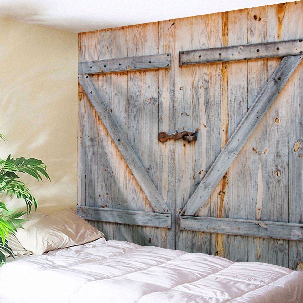 

Wall Hanging Woody Door Print Tapestry, Greyish brown