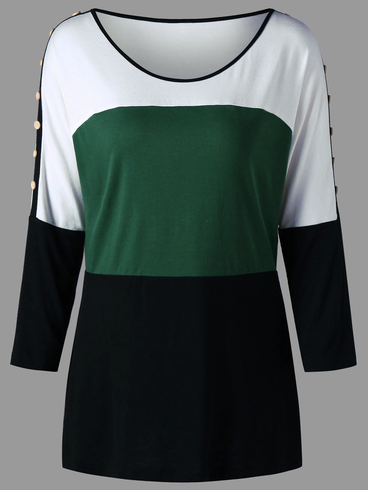

Plus Size Color Block Button Tunic Tee, Colormix