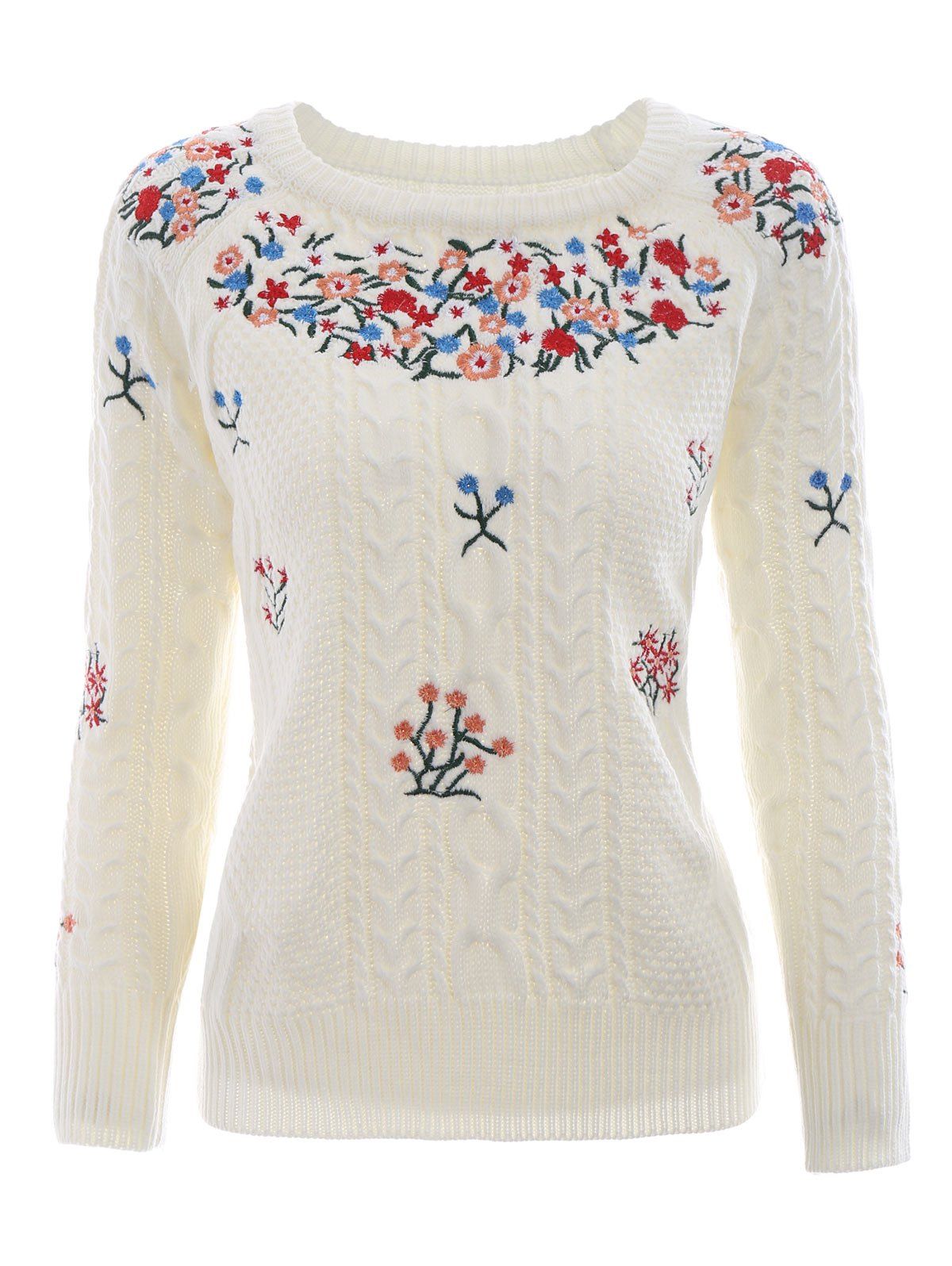 Best Crew Neck Knit Embroidery Sweater  