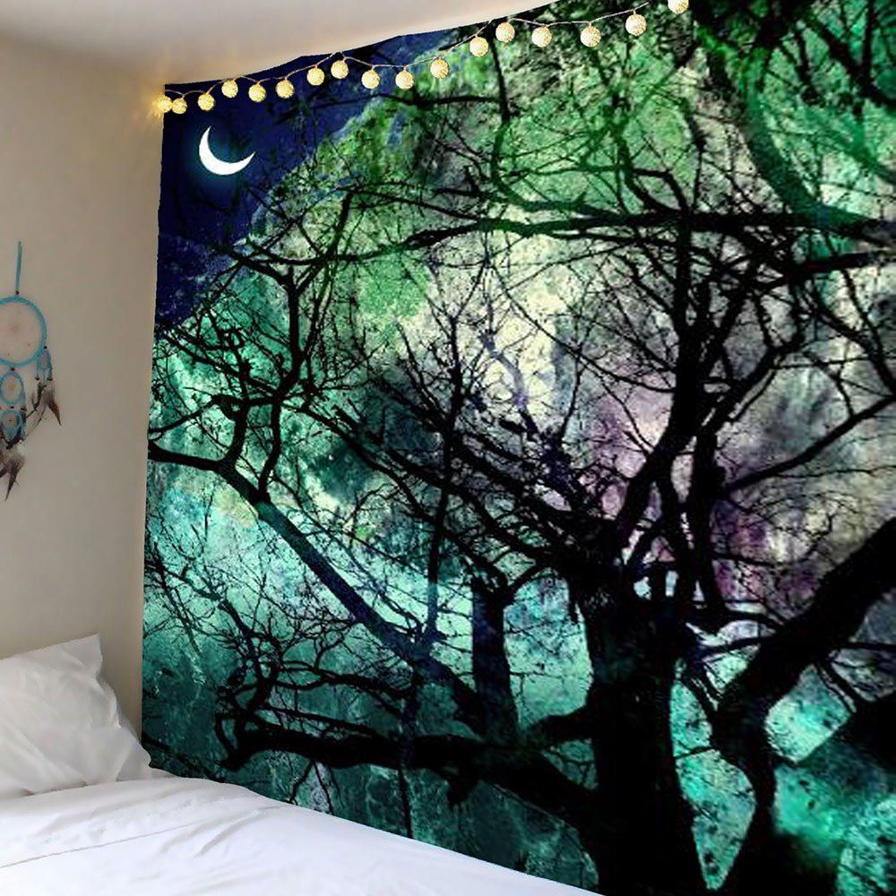 

Home Decor Moon Tree Wall Hanging Tapestry, Light green