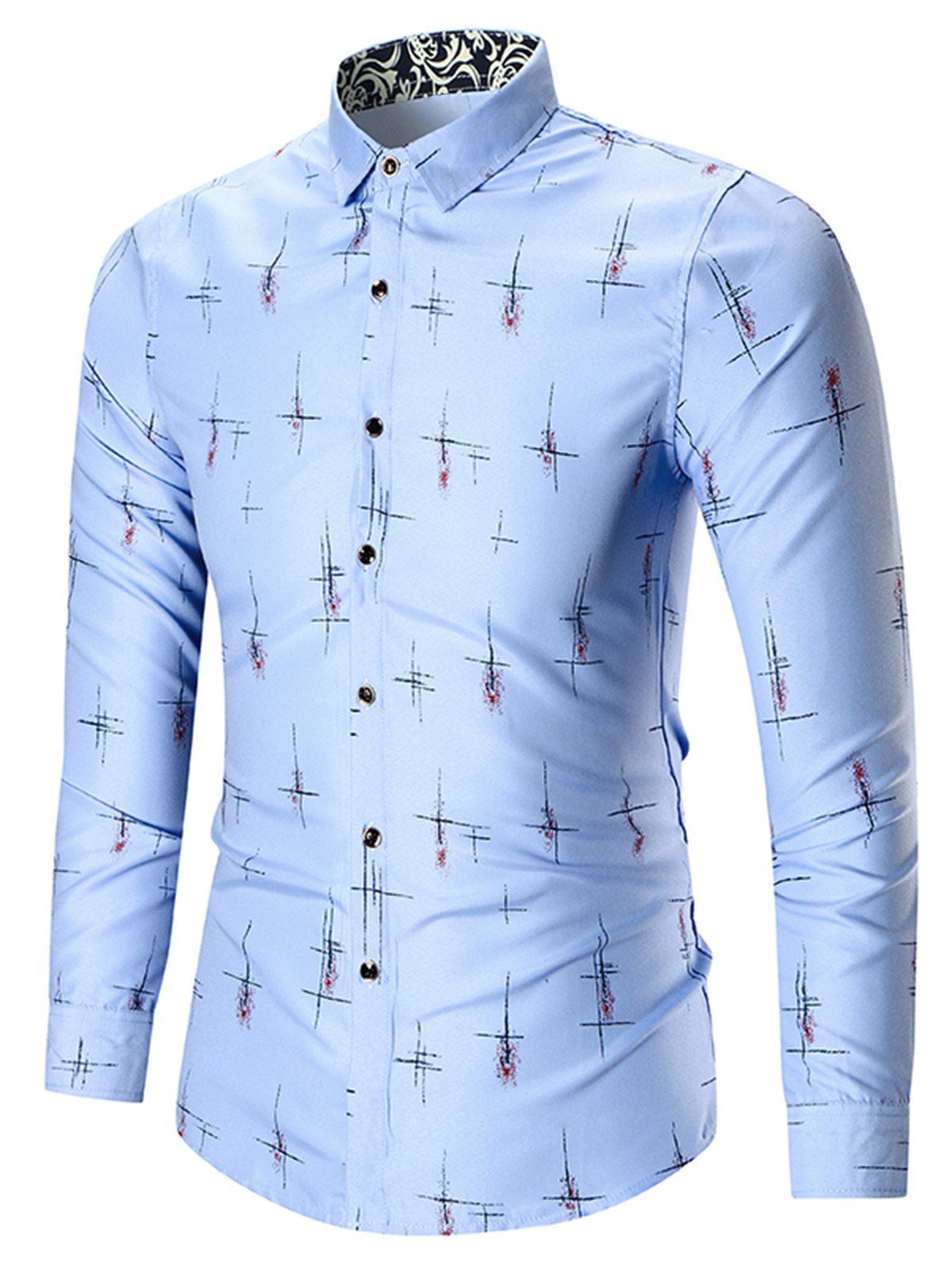 

Printed Plus Size Long Sleeve Shirt, Blue