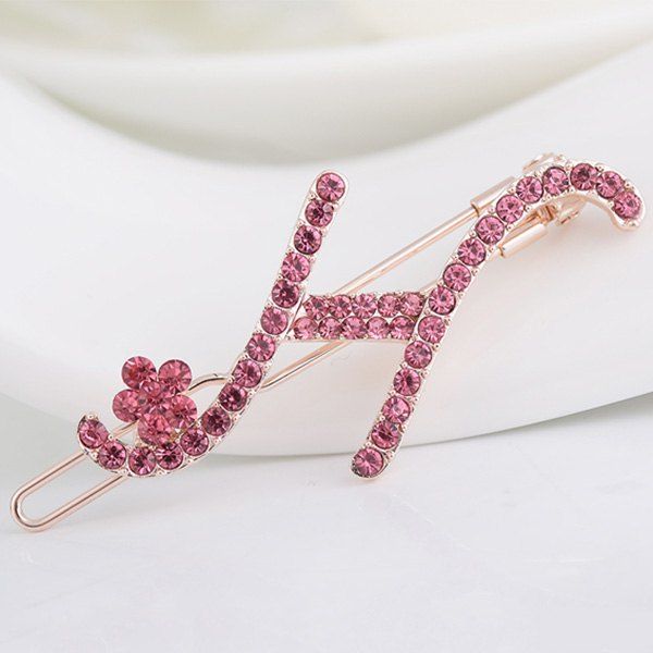 

Rhinestone Letter H Shape Hair Clip, Papaya