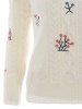 Crew Neck Knit Embroidery Sweater -  