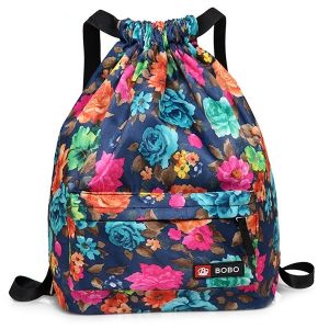 Nylon Printed Drawstring Backpack