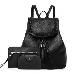 Tassel Braided Backpack Set