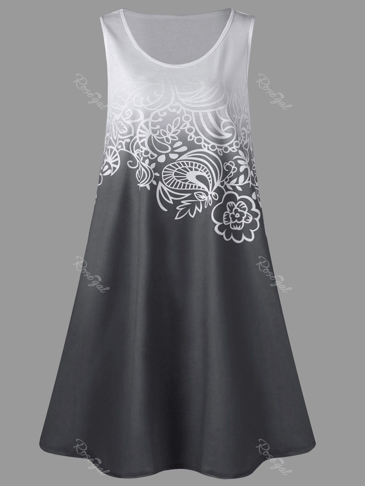 

A Line Tunic Plus Size Gradient Color Tank Dress, Mouse grey