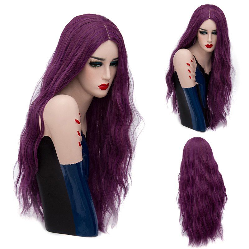 

Long Center Parting Natural Wave Synthetic Wig, Deep purple