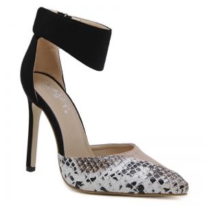 Point Toe Snake Printed High Heel Pumps