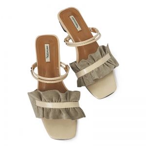 Block Heel Convertible Flounce Sandals