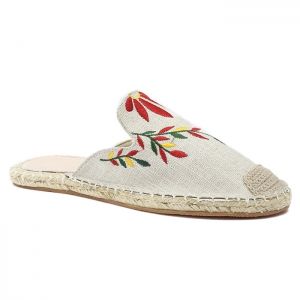 Braided Toe Cap Embroidery Espadrille Mules