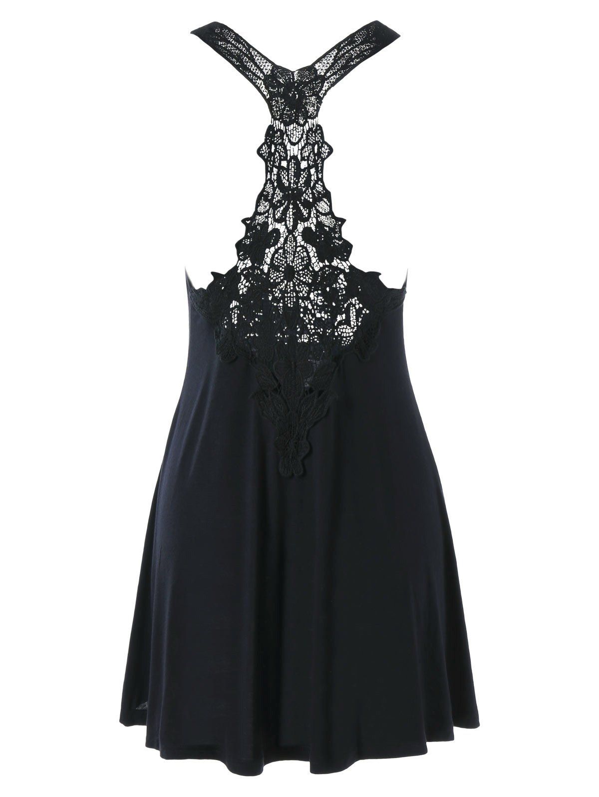 

Racerback Lace Panel Tunic Top, Black