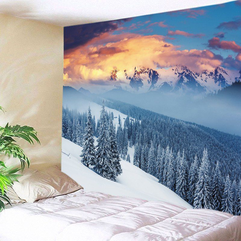 

Snow Mountain Print Tapestry Wall Hanging Art Decoration, White