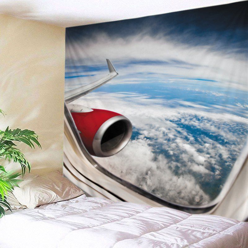 

Airplane Window View Print Tapestry Wall Hanging Art Decoration, White