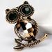 Owl Shape Retro Faux Crystal Inlaid Brooch -  