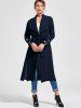 Belted Waterfall Midi Trench Coat -  