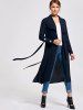 Belted Waterfall Midi Trench Coat -  