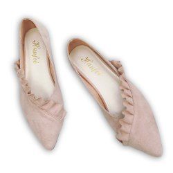 Flounce Faux Suede Point Toe Flats