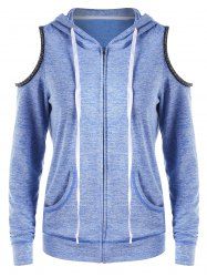 NOTKNOWING Open Shoulder Zip Up Hoodie BKS271 