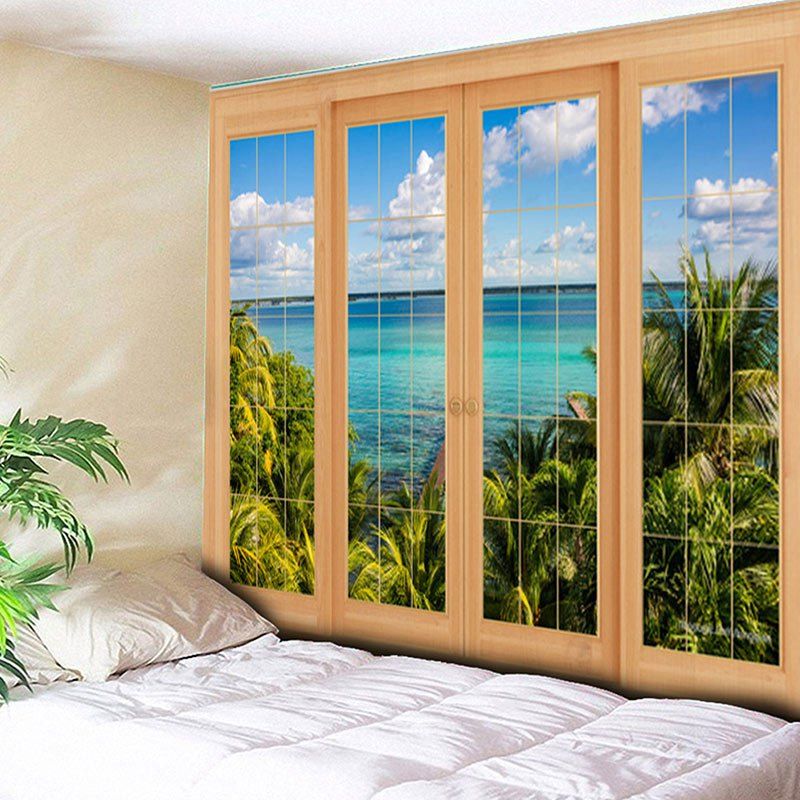 

Window Scenery Print Wall Hanging Tapestry, Colormix