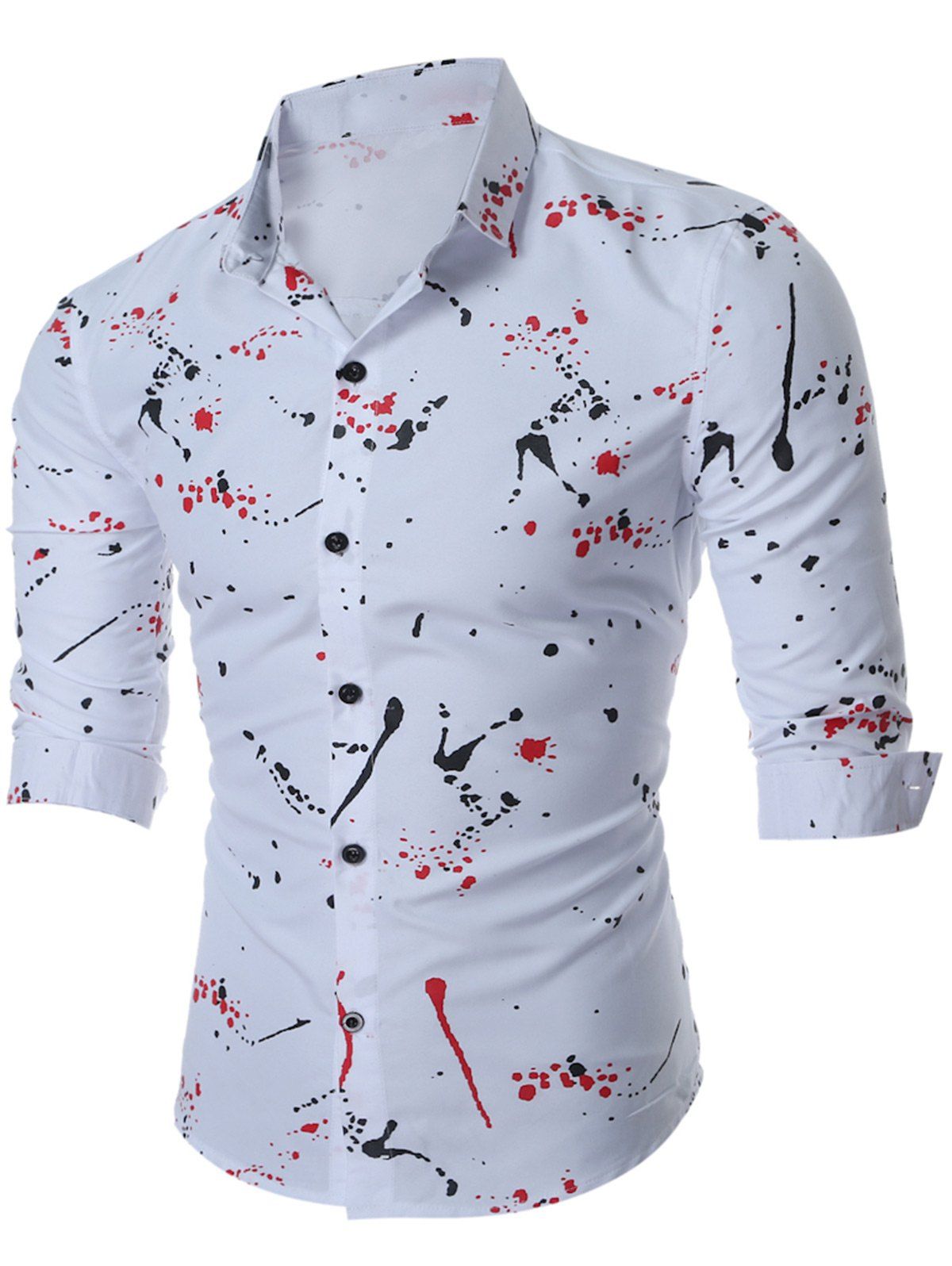 

Color Paint Slpatter Long Sleeve Shirt, White