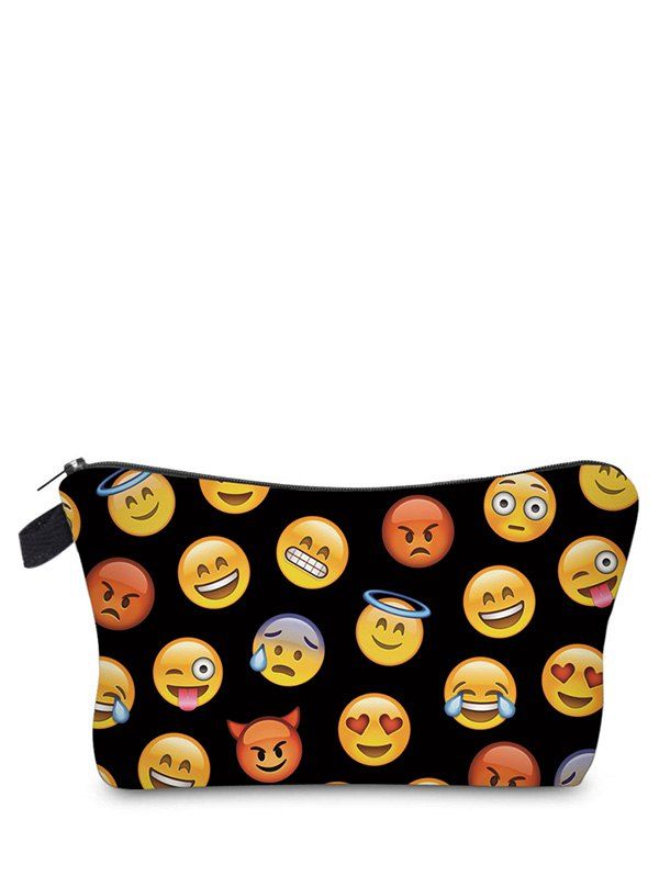 

Emoji Print Clutch Makeup Bag, Black